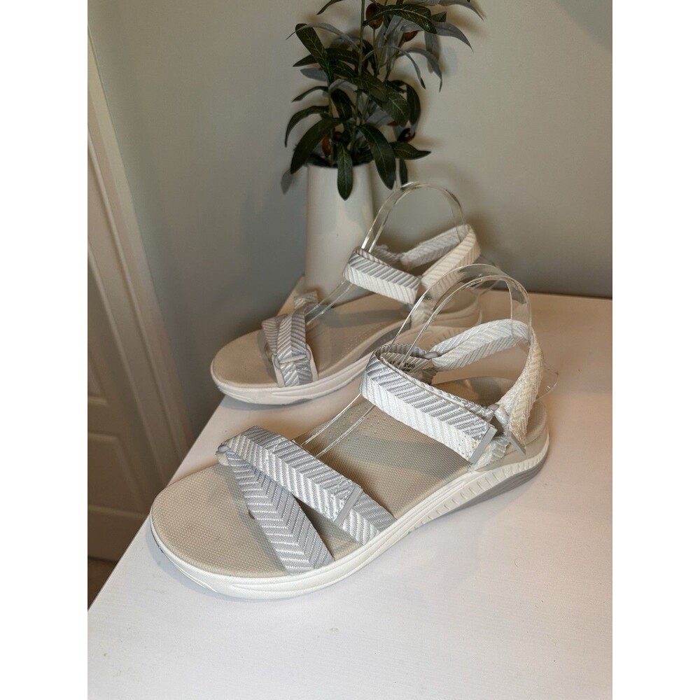 Dansko Racquel White Grey Herringbone Athletic Wedge Sandals Size 41/US 10.5-11